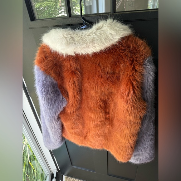 LPA Faux Fur Multicolored Jacket 413 in Rust & Lilac - Picture 9 of 9